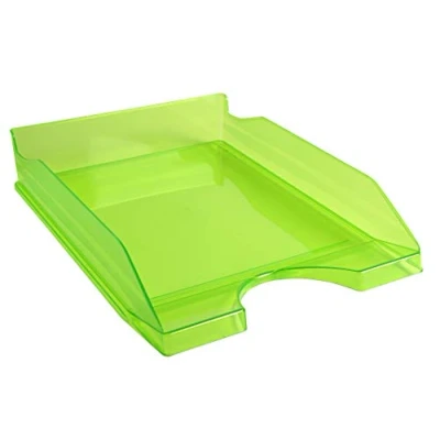 Image de Exacompta Réf. 12397D 1 corbeille à courrier ECOTRAY dimensions utiles 34 x 25 6,5 cm pour documents au format A4+ peut contenir 500 feuilles couleur vert pomme translucide