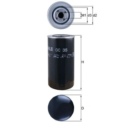 Image de MAHLE ORIGINAL OC 35 Filtre à huile avec un clapet de non retour vissé IVECO: EuroCargo I III, Trakker, TurboTech, SCANIA: P,G,R,T series