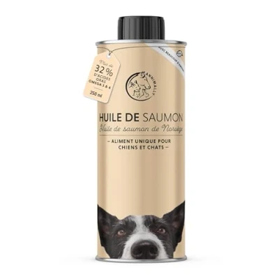 Image de Huile de Saumon pour Chien 250 ML Riche en acides Gras Oméga 3 et 6 (Plus 32%) Chiens Chats I complement Alimentaire Pur Chat