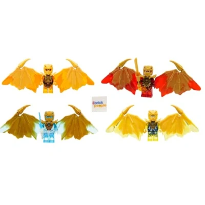 Image de LEGO Ninjago Ensemble de figurines Dragon doré cristallisé : Cole Jay Zane et Kai avec armes