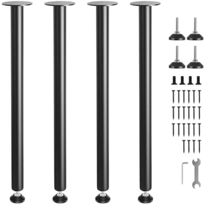 Image de Pied de Table VEVOR 4PCS Bureau Meuble en Acier Massif Réglables Noir