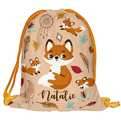 Image de Le Sac avec nom de l&#039;enfant d&#039;école Cartable Fullprint 3D à Dos Imprimer Renard [010]