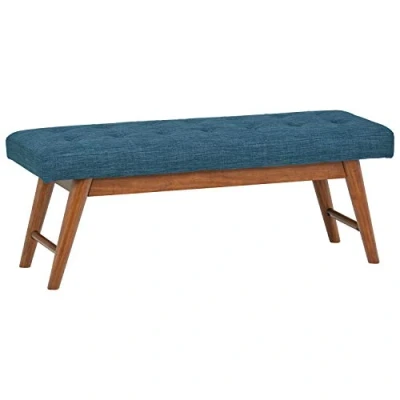 Image de Amazon Basics Modern Haraden Banquette capitonnée rembourrée, 112 cm de large, Bleu marine (Anciennement marque Rivet)
