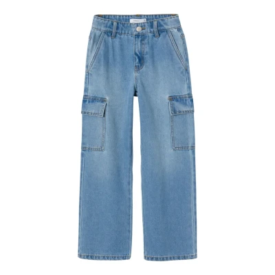 Image de Name it Nkfrose WIDE Jean droit pour enfants, Taille: 116, Light blue denim