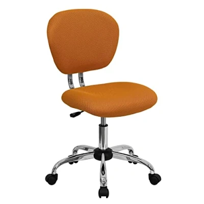 Image de Flash Furniture Beverly Chaise de Bureau pivotante à Dossier Moyen en Maille rembourrée avec Base chromée Orange
