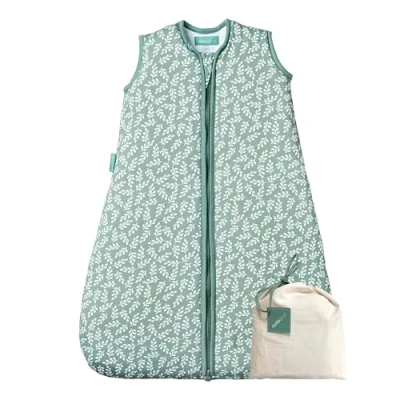 Image de molis&amp;co Gigoteuse pour bébé Tog 2.5 100% Coton (certifiée Oeko TEX) Changement de Couche à accès Zip Facile Turbulette Hiver Bébé, Fille Garçon Green Garden (0 Mois)