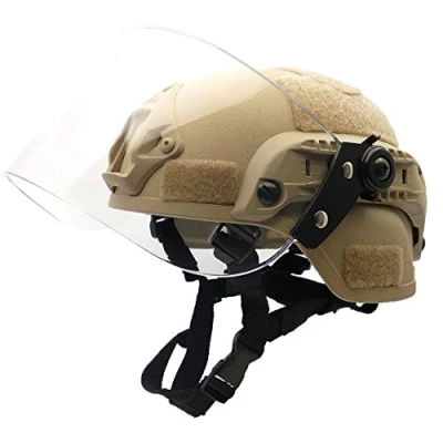 Image de Selewell Airsoft Mich 2000 ACH Casque Tactique avec visière Transparente NVG et Rail latéral, DE