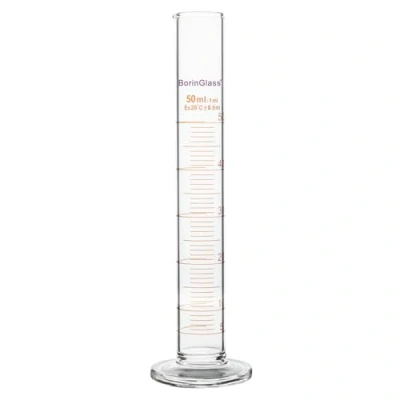 Image de BorinGlass Éprouvette graduée en verre borosilicate avec bec verseur 50 ml pied stable