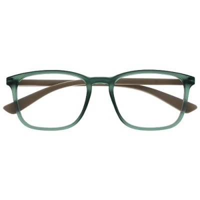 Image de OPULIZE Max Lunettes de Lecture Monture Large et Rectangulaire, Forme Classique Vert Transparent Mat avec Branches Beiges Hommes Femmes R78 6 +2,50