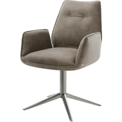 Image de chaise pivotante Zoa Flex microvelours taupe vintage pied de 4 branches grafiete pivotement sur 360 fonction bascule ressorts ensachés