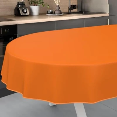 Image de ANRO Nappe en Toile cirée Lavable, pour Table de Jardin, l&#039;extérieur et l&#039;intérieur, Ovale, 240 x 140 cm, avec Ourlet, Oranges