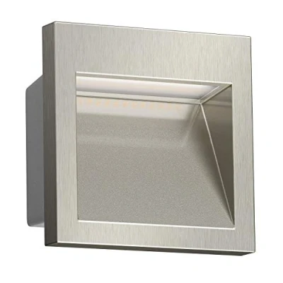 Image de ledscom.de applique murale encastrée LED NOLA, downlight pour l&#039;extérieur, IP54, chrome brillant, 90 x 90mm, blanc chaud, balcon, entrée, carport, éclairage d&#039;escalier, lampe