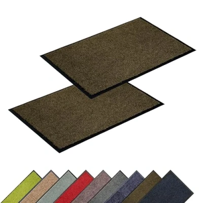 Image de ASTRA Tapis de propreté Haute qualité paillasson intérieur Lavable à 30 C antidérapant Rangement Chaussures Couloir Marron 60x90 cm 2er Set