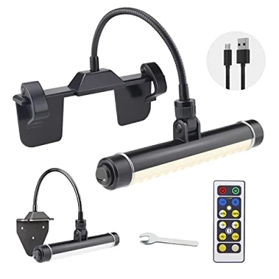 Image de HONWELL Lampe d&#039;affichage Murale à Télécommande, Eclairage d&#039;un tableau LED sans fil, tête rotative avec 3 modes d’éclairage, rechargeable minuterie pour cadre de peinture, noir