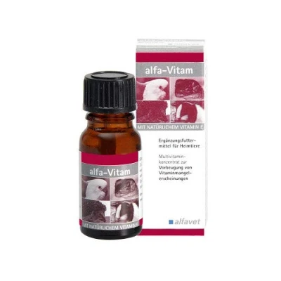Image de alfavet Alfa Vitam, concentré multivitaminé pour la prévention des carences vitaminiques, complément Alimentaire Oiseaux, Petits rongeurs, Reptiles, 10 ML