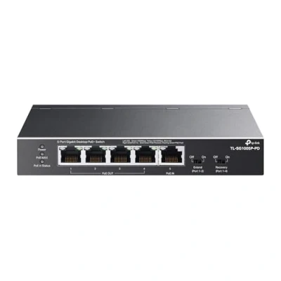 Image de TP Link TL SG1005P PD Commutateur Gigabit Ethernet à 5 Ports 1 PoE++ entré@90 W, 4 Sorties PoE+ jusqu&#039;à 66 W Plug &amp; Play Mode Extension QoS, IGMP, PoE Récupération Automatique
