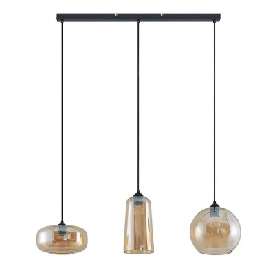 Image de Lucande Suspension en Verre Zyli à intensité variable (Antique, Classic) Beige e. a. pour Salon &amp; Salle manger (à 3 lampes, E27), Luminaire, Lampe plafond, Luminaire