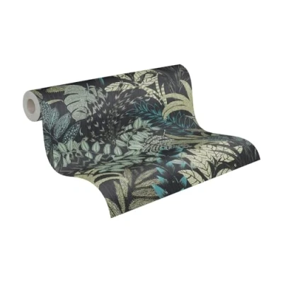 Image de A.S. Création Livingwalls Papier peint Fleuri Metropolitan Stories 2 Nala Cape Town intissé 10.05 m x 0.53 Vert Noir Fabriqué en Allemagne 378603 37860 3 Bleu Foncé