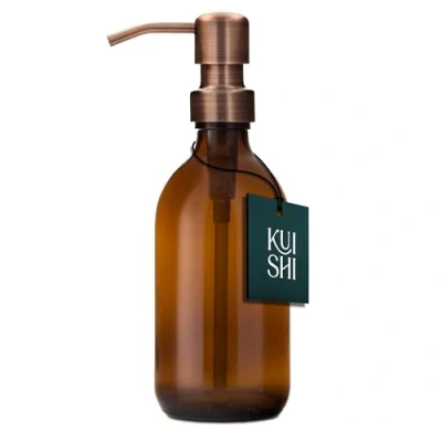 Image de Kuishi Flacon Pompe en Verre Ambré avec Acier Inoxydable [300 ML, Bronze], Flacons Rechargeables Marron Idéal pour Le Lavage des Mains, shampooing, après shampooing (sans BPA)