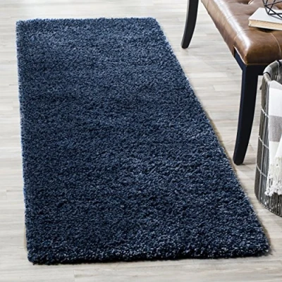 Image de Safavieh Zoe Tapis Polypropylène/Jute/Polyester/Coton Bleu Marine 68 X 213 cm