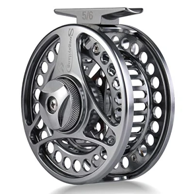 Image de Sougayilang Moulinet de pêche à la mouche ultraléger et anti oxydation, corps en alliage d&#039;aluminium usiné CNC moulinets taille 5/6