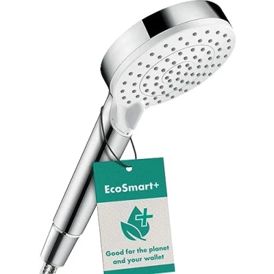 Image de hansgrohe Crometta Pommeau de Douche économie d&#039;eau, Douchette à main Vario Green 6l/min, blanc/chromé, 26336400
