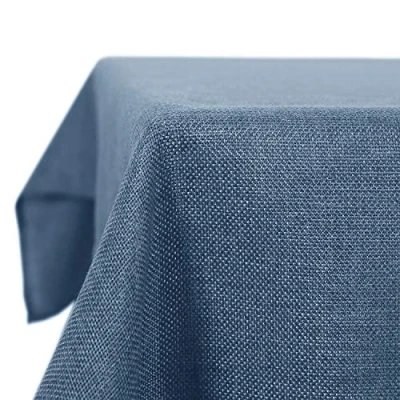 Image de Deconovo Nappe de Table Rectangulaire Effet Lin Bleu 130x220cm pour Picnic