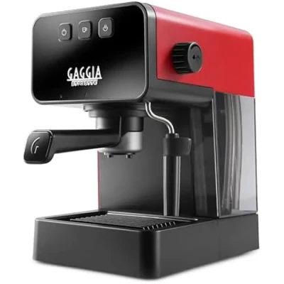 Image de Gaggia machine à café manuelle style expresso et cappuccino avec mousseur lait, rouge lave