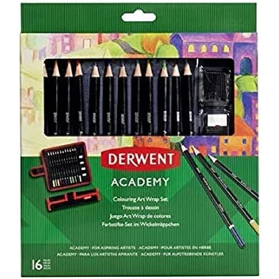 Image de Derwent Academy Trousse Enroulable avec 16 Crayons de Couleurs, Taille Crayon et Gommes Inclus, 2305681