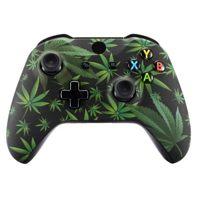 Image de eXtremeRate Coque Avant de Remplacement pour Xbox One S/X Manette, avec Motifs Manette (Modèle 1708), Feuilles Verts