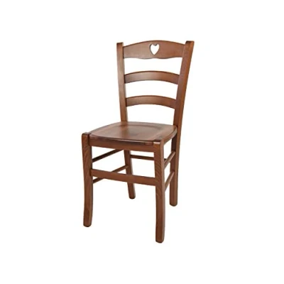 Image de t m c s Tommychairs Chaise Cuore pour Cuisine, Bar et Salle à Manger, Robuste Structure en Bois de hêtre peindré Couleur Noyer Clair Assise