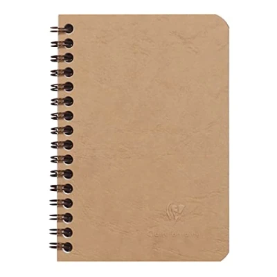 Image de Clairefontaine 78592C Collection Age Bag Un Carnet à Spirale Tabac 9x14 cm 100 Pages Petits Carreaux Papier Blanc 90 g Couverture Carte Lustrée Grain Cuir