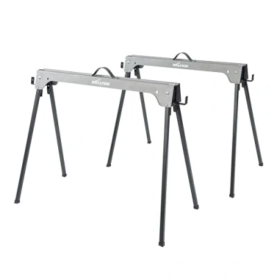 Image de Evolution 005 0003 Power Tools Tréteaux de Scie Pliables Compacts (x2) Prend en Charge Jusqu&#039;à 500 kg, SAW HORSE