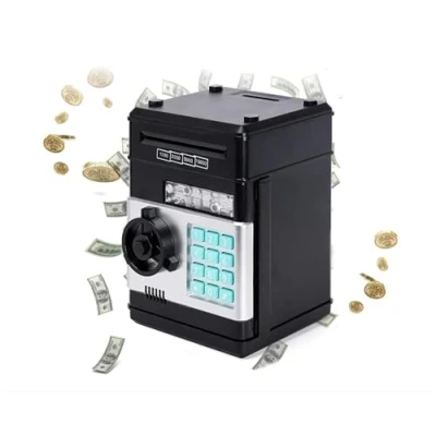 Image de COIL Tirelire électronique, tirelire, mini coffre fort, distributeur automatique, code PIN, billets de banque et pièces monnaie, effets sonores (argenté)