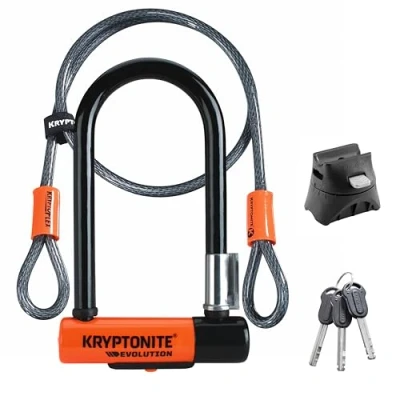 Image de Kryptonite U Locks Blocco Disco Evolution 7 Con Cavo Flessibile e Staffa Flexframe Mixte Adulte, Orange, Pouces