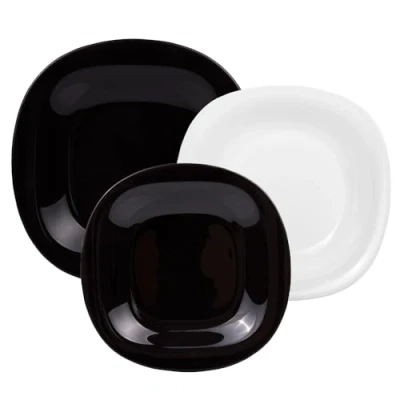 Image de Luminarc N1479 Service de Table 18 pièces Carine, Verre, Blanc/Noir 05009