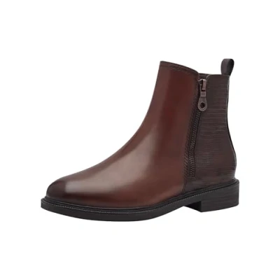 Image de Marco Tozzi Bottines, Femme, Taille: 36, Cognac comb Cuir / matière synthétique