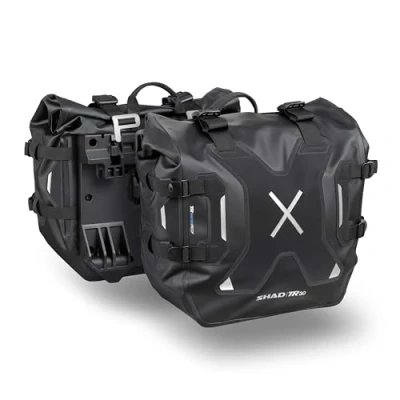 Image de Sacoches de Selle étanches Terra TR30 IPX6 Sacs latéraux d&#039;aventure étanches, capacité 60 L, Double système Verrouillage Compatible avec 3P et 4P, conçu à Barcelone
