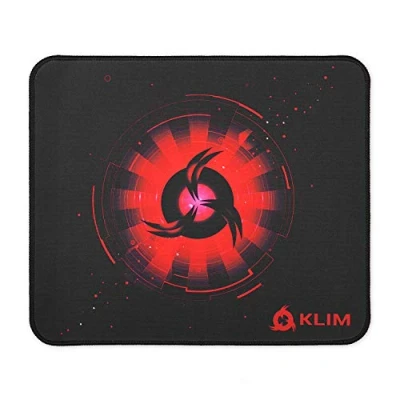 Image de KLIM Tapis de Souris Medium Surface Étendue (M) Grand pour Gamer Base en Caoutchouc Antidérapant Texturée Haute Précision 320 x 270 4 mm Rouge