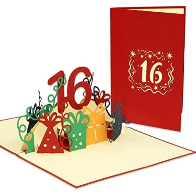 Image de LINPopUp®, LIN17632, pop Up cartes 3D, 16 anniversaire, up, carte d&#039;anniversaire, d&#039;anniversaire de ans, vœux N365