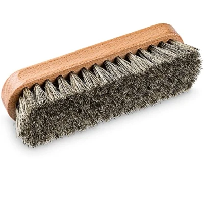 Image de PREMYO Grande Brosse à Lustrer en CRIN de Cheval Gris Nettoyage Polissage des Chaussures Cuir