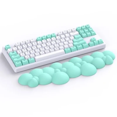 Image de ATTACK SHARK Cloud Repose poignet, Ergonomique, Support de Poignet Anti dérapant, Main Bureau, paume pour Clavier Jeu Mécanique TKL 87 Touches Taille Normale Vert