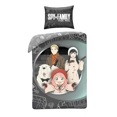 Image de Halantex SPY x Family Parure de lit Housse couette 140 200 cm avec taie d&#039;oreiller 70 90 100 % coton multicolore