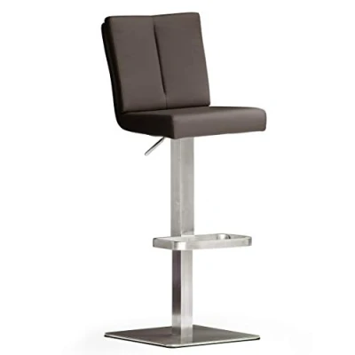 Image de Robas Lund BRU.NI Chaise de bar/Tabouret bar, PU/Inox, carré/tournable 180, environ 42 x 89 114 53 cm, marron