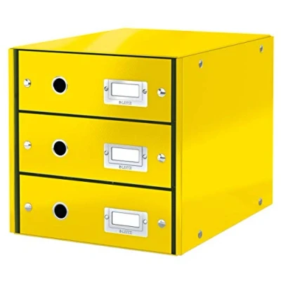 Image de Leitz Bloc de Classement, 3 Tiroirs, A4, Click &amp; Store, 60480016 Jaune