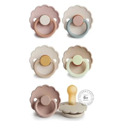 Image de FRIGG Multipack Sucettes en Latex Lot de 6 Caoutchouc Fabriqué au Danemark Sans BPA Tétine Cerise Symétrique (Blossom Blend, Taille 2 (6 18 Mois))