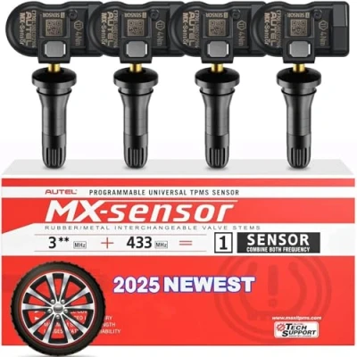 Image de Autel TPMS Sensor 2en1 MX Sensor, 1 Press in Tire Pressure Monitor System Capteur, OE Level Programmable &amp; Clonable Wireless pour Tous Véhicules (Rubber Valve, 4PCS)