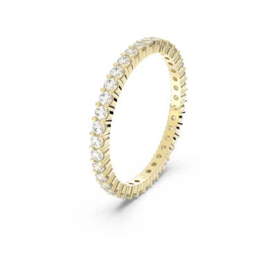 Image de Swarovski Bague Vittore, Coupe ronde, Blanche, Placage de ton or
