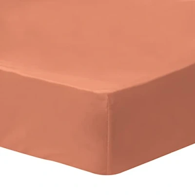 Image de MATT &amp; ROSE Drap Housse Uni 140x200 cm DRAGÉES DÉLICES 100% Percale de Coton Bio GOTS 71 Fils/cm² Terracotta Oeko TEX