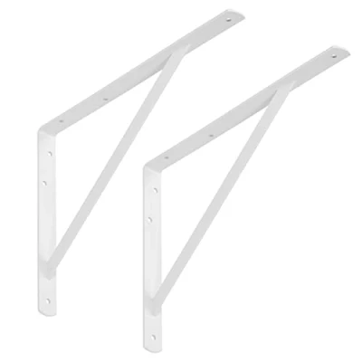 Image de SOTECH Jeu de 2 consoles d&#039;étagères (400 x 275 30 mm, blanc, revêtement par poudre) Portemanteau avec barre transversale pour la stabilisation
